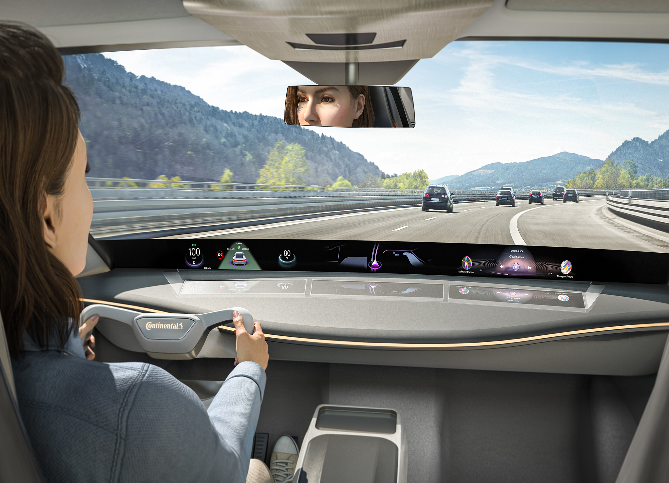 Continental Head-up Display Across Entire Windshield Enables New