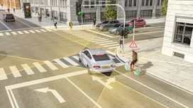 Sicheres Abbiegen: Pkw-Rechtsabbiegeassistent von Continental schützt Radfahrer und Fußgänger